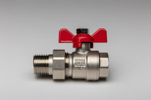 Rutulinis ventilis išardoma jungtimi 1/2" vidus-išorė, tiesus, trumpa rankena